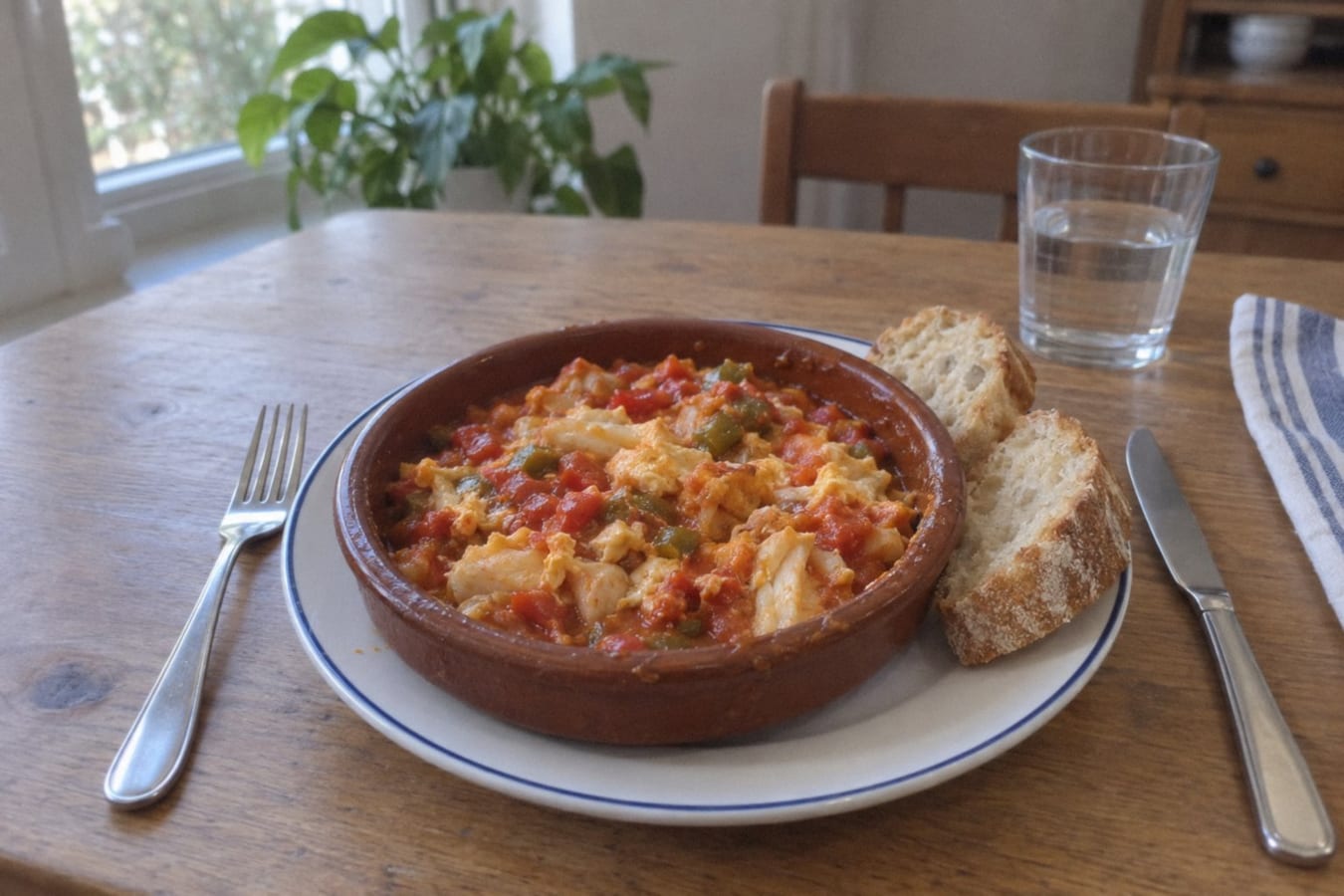 Bacalao al ajoarriero – klippfisk med paprika, tomat och ägg