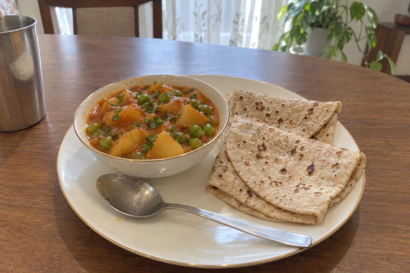 Aloo matar with roti