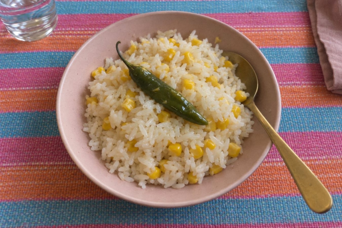 Arroz blanco – Mexican white rice with sweetcorn