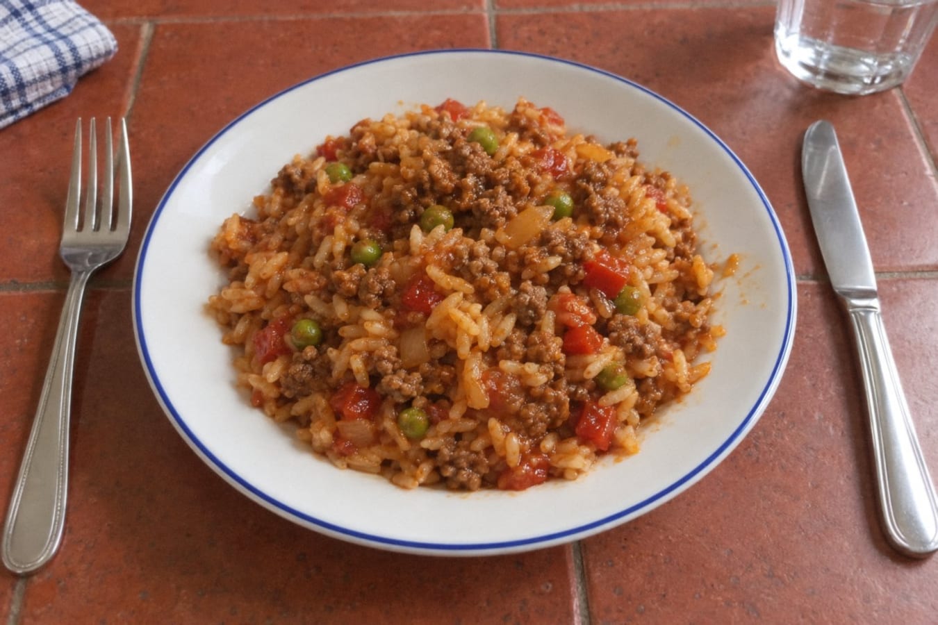 Arroz con carne picada