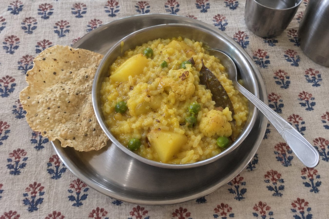 Bengali khichuri with papad