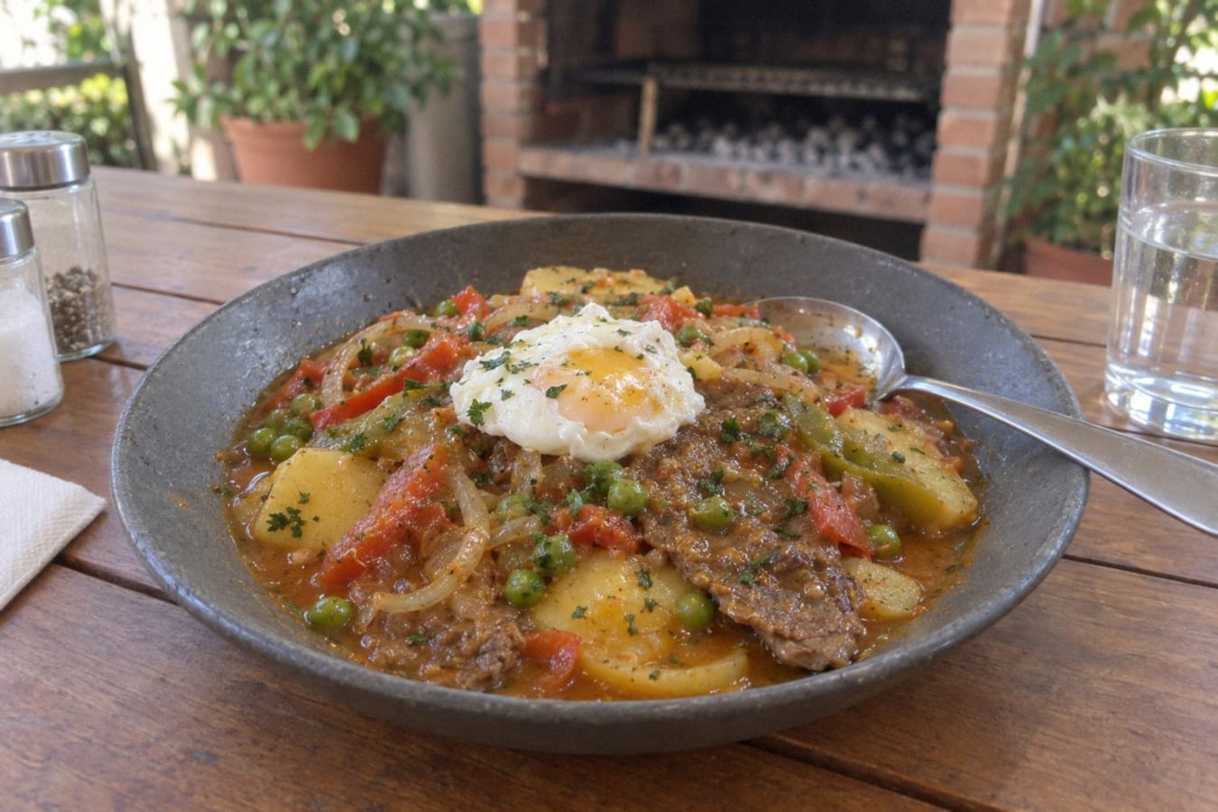 Bifes a la criolla – biff i lager med potatis och grönsaker