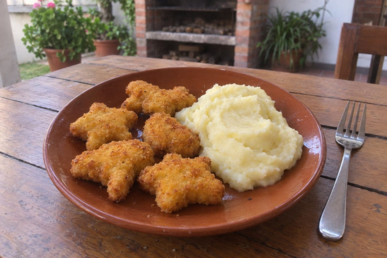 Chicken nuggets with mash