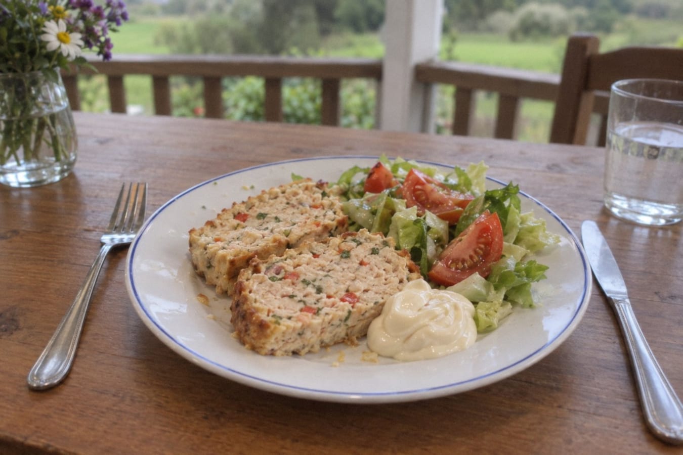 Budín de pescado – baked fish loaf with salad