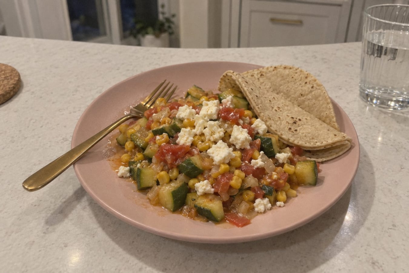 Calabacitas a la mexicana – courgettes with corn, tomato and chilli