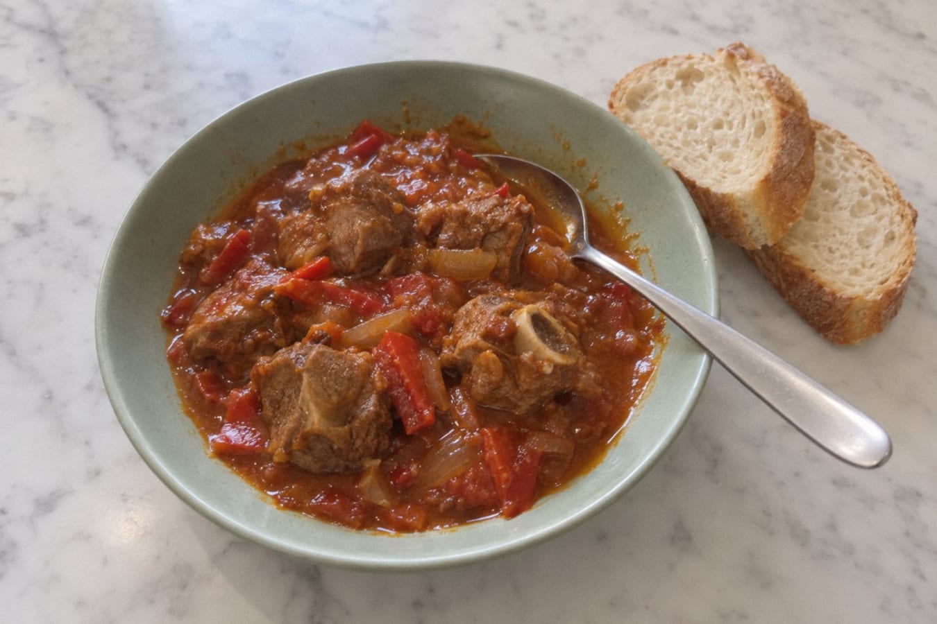 Caldereta de cordero – Spanish lamb stew with peppers and white wine