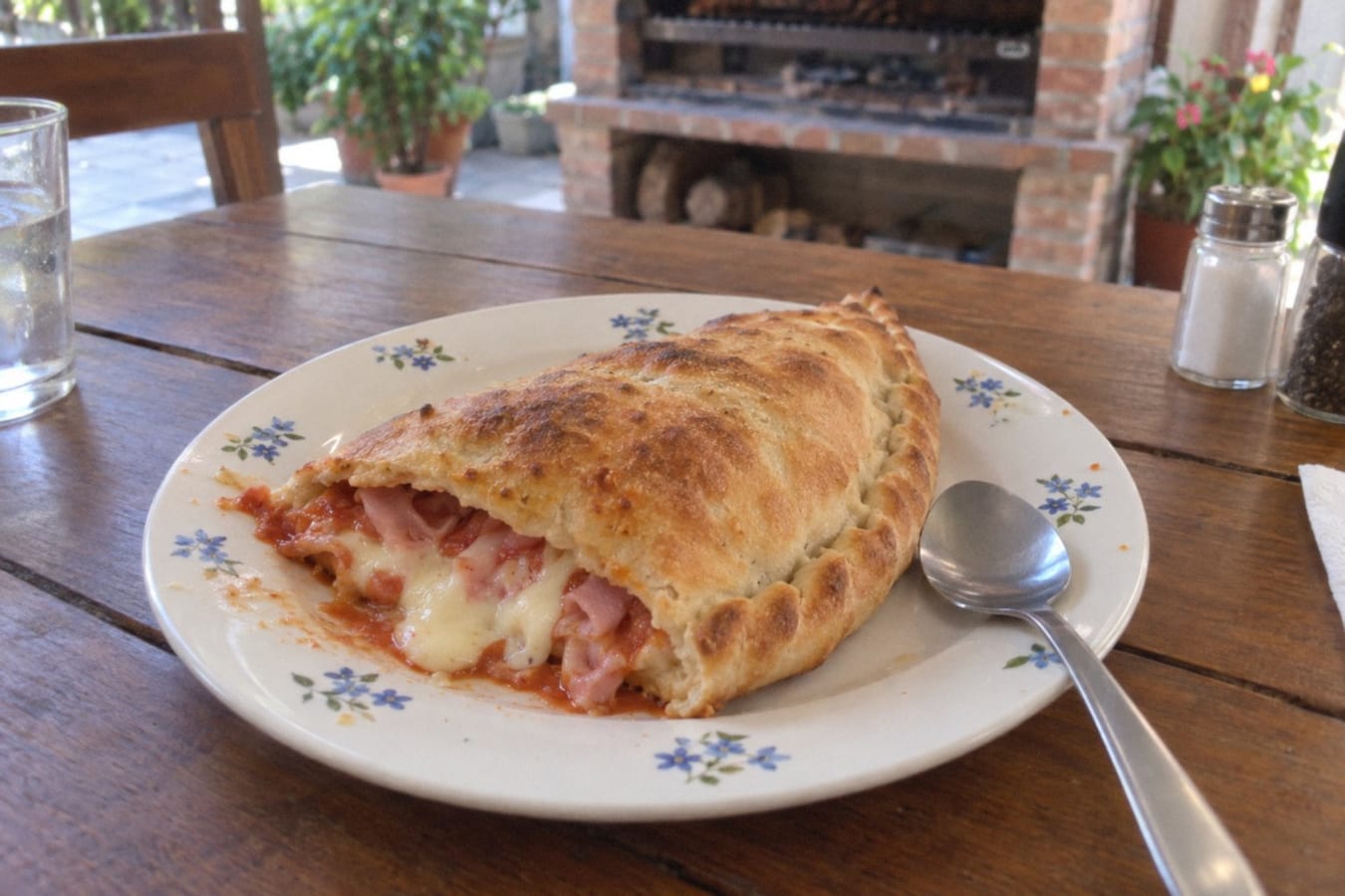 Calzone med skinka och mozzarella