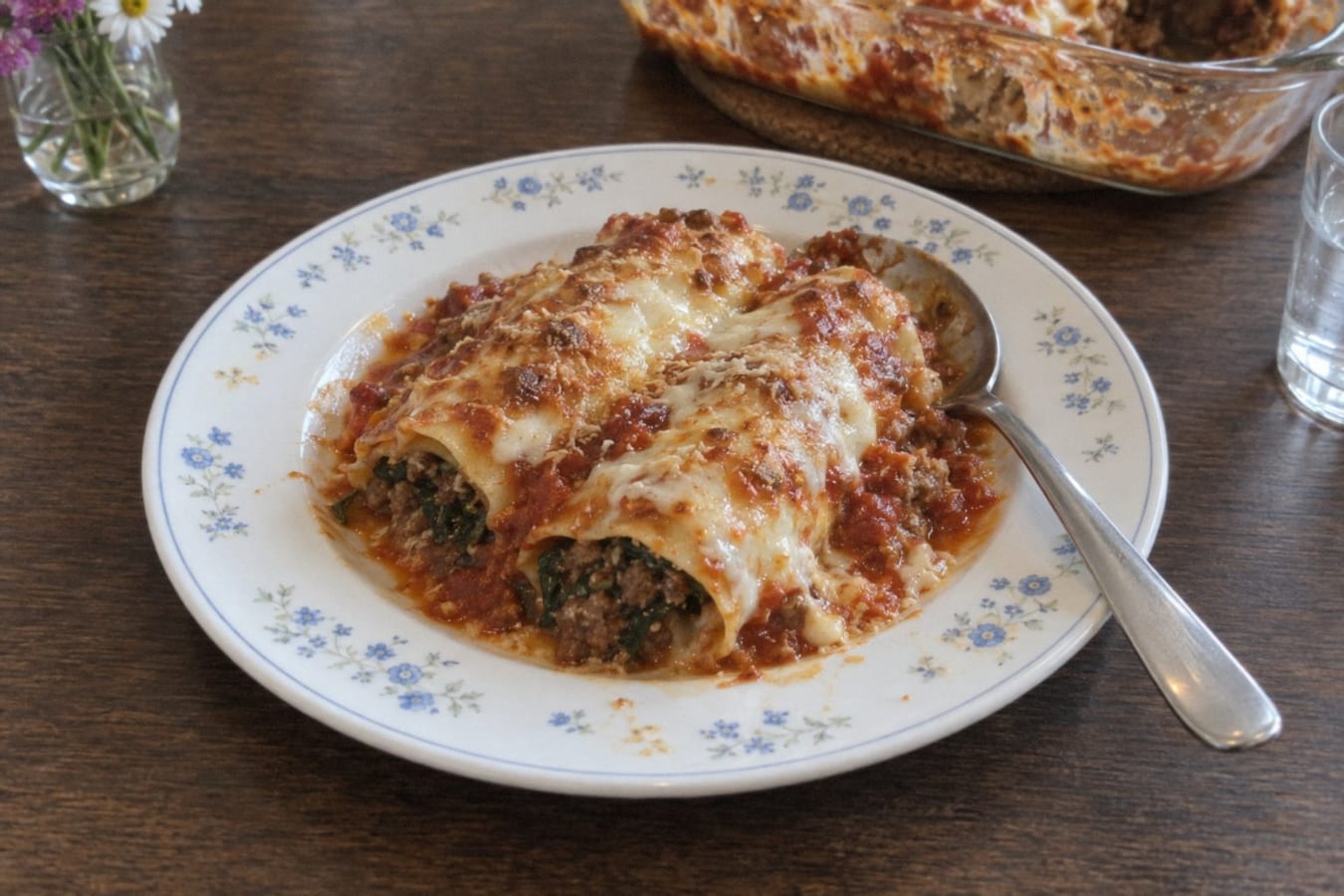Canelones de carne y verdura