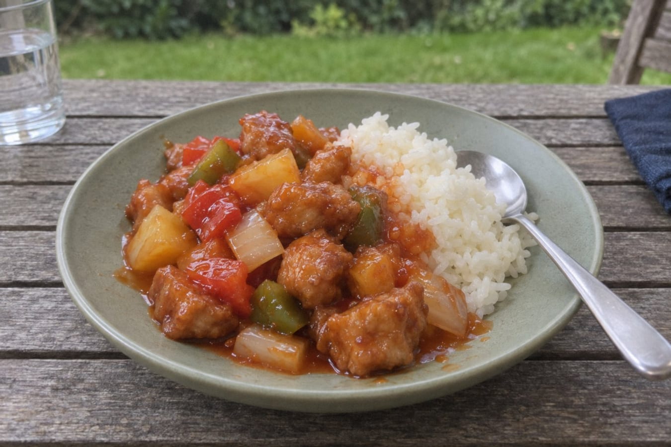 Sweet and sour pork with rice