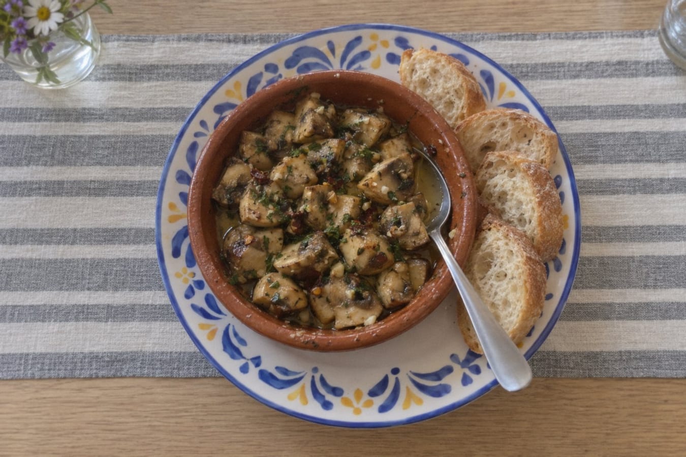 Garlic mushrooms (champiñones al ajillo)