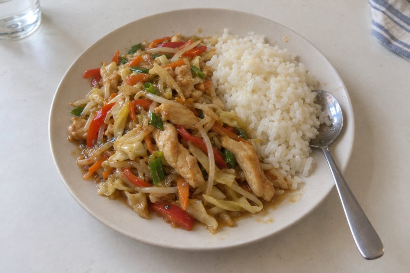 Chop suey med kyckling och ris