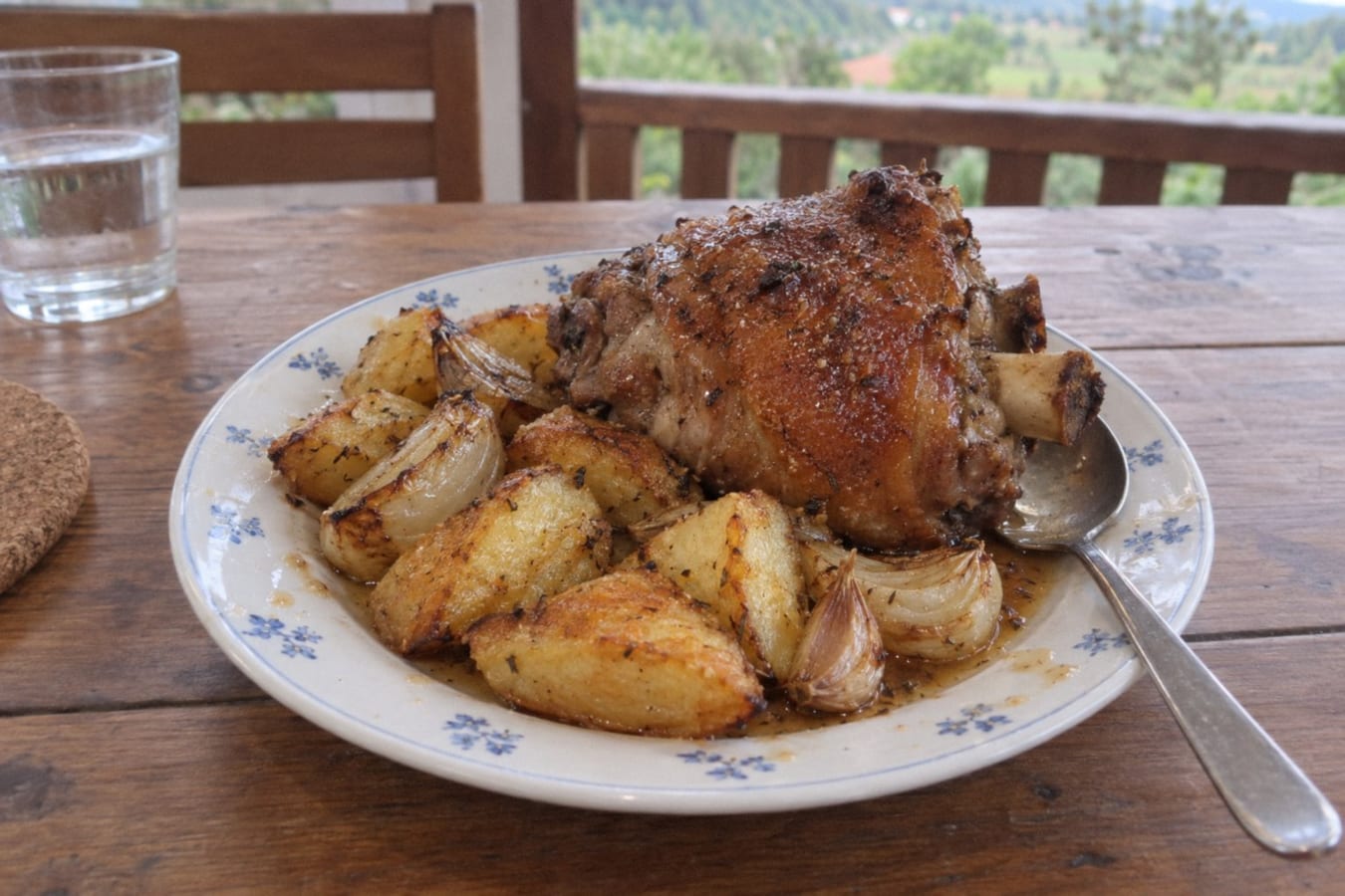 Ugnsstekt fläsklägg (codillo) med potatis