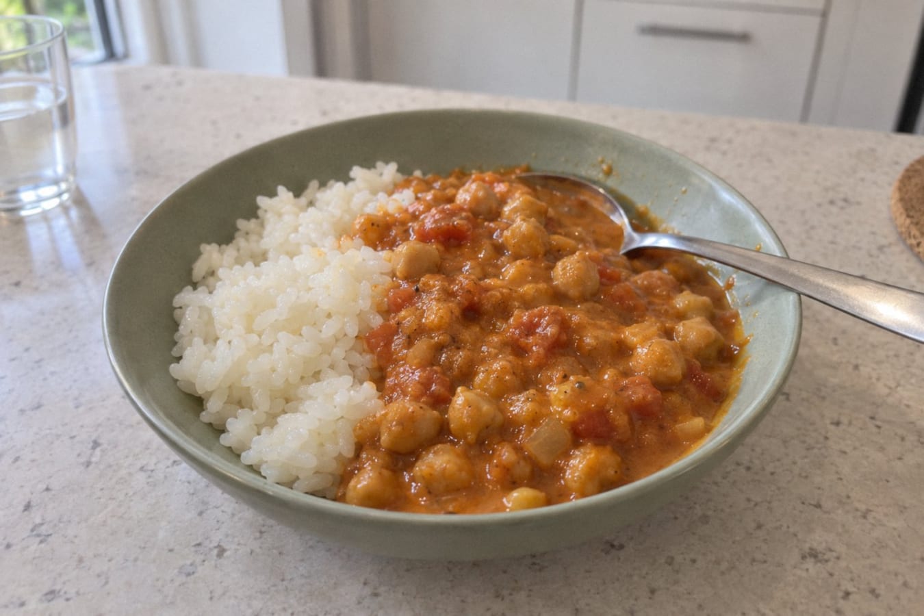 Curry de garbanzos con arroz