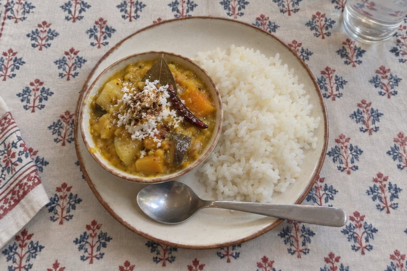 Dalma med ris (odisisk lins- och grönsaksgryta)