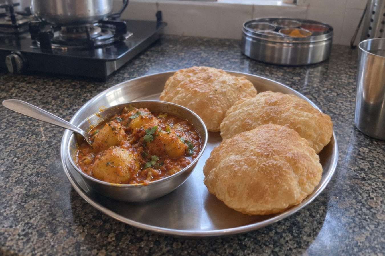 Dum aloo with poori