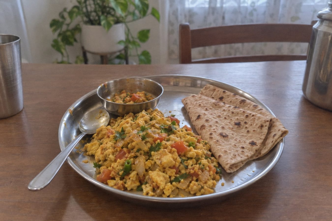 Egg bhurji with roti