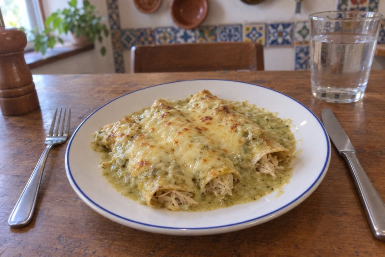 Enchiladas suizas – gratinerade kycklingenchiladas i grön gräddsås