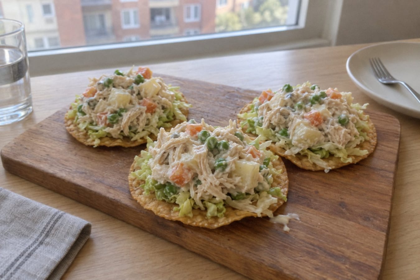 Ensalada de pollo – Mexican chicken salad on tostadas