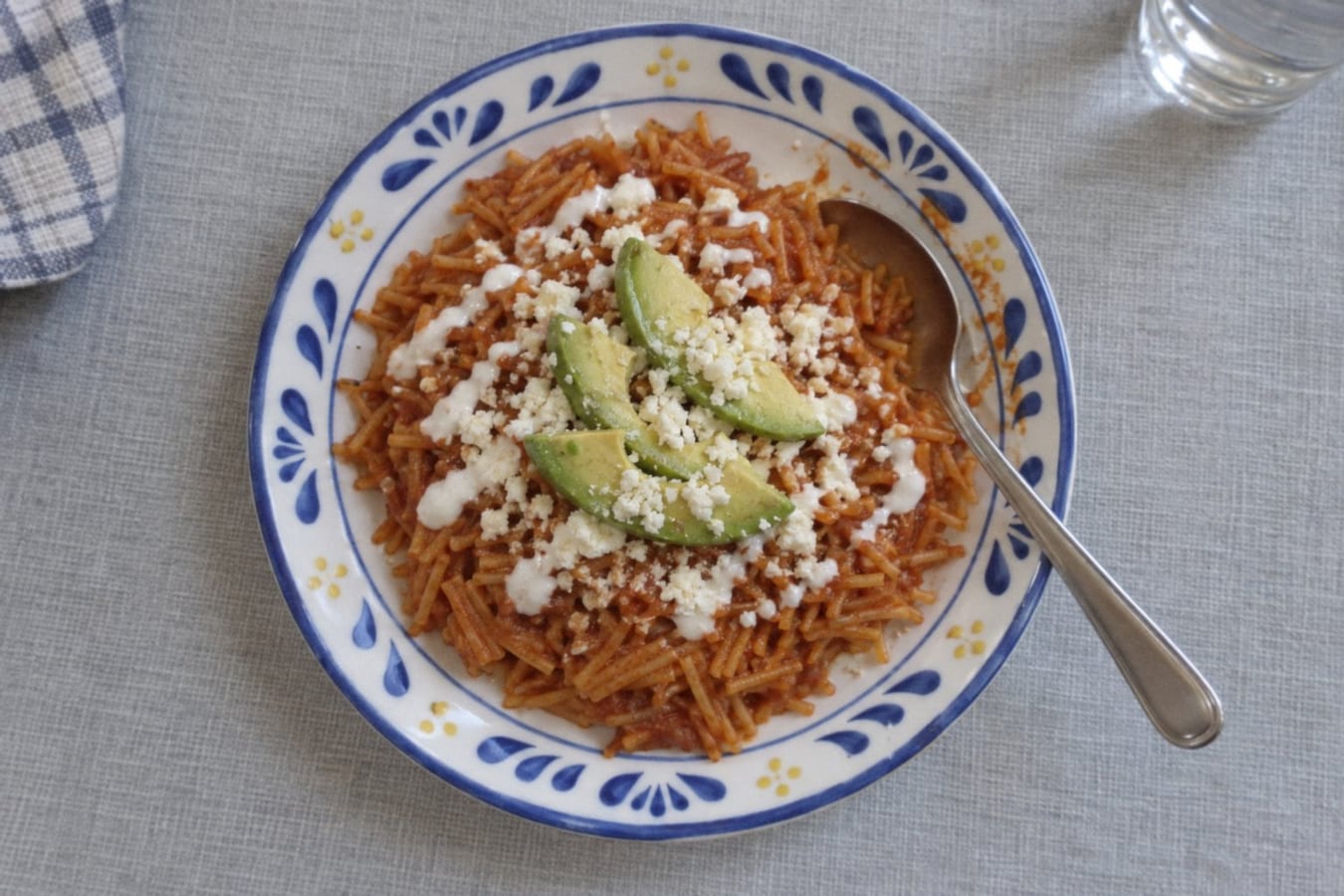 Fideo seco – noodles in chipotle tomato sauce