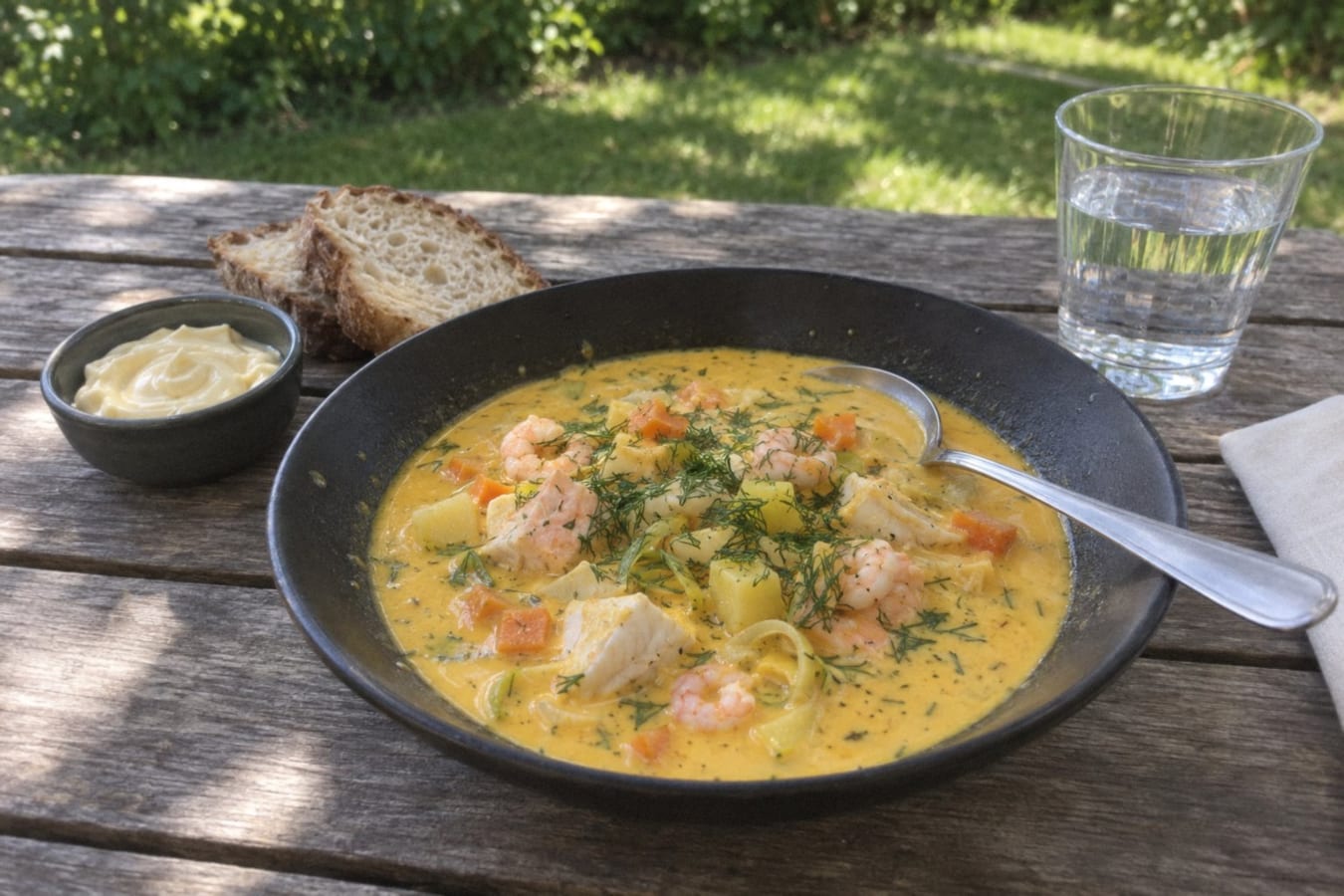 Saffron fish soup with aioli