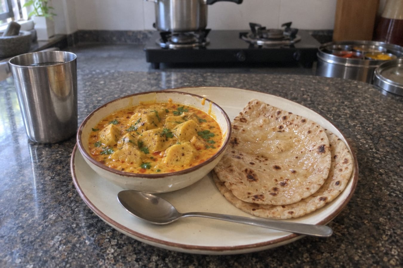 Gatte ki sabzi with roti