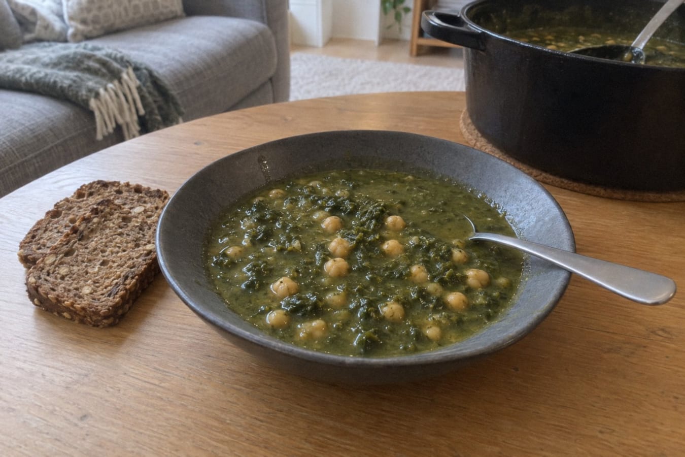 Kale soup with chickpeas