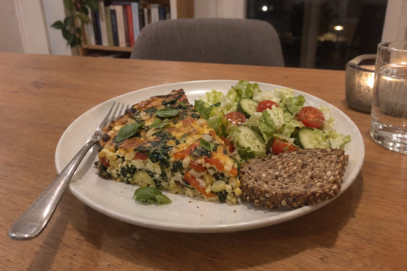 Frittata de verduras con espinaca y pimiento