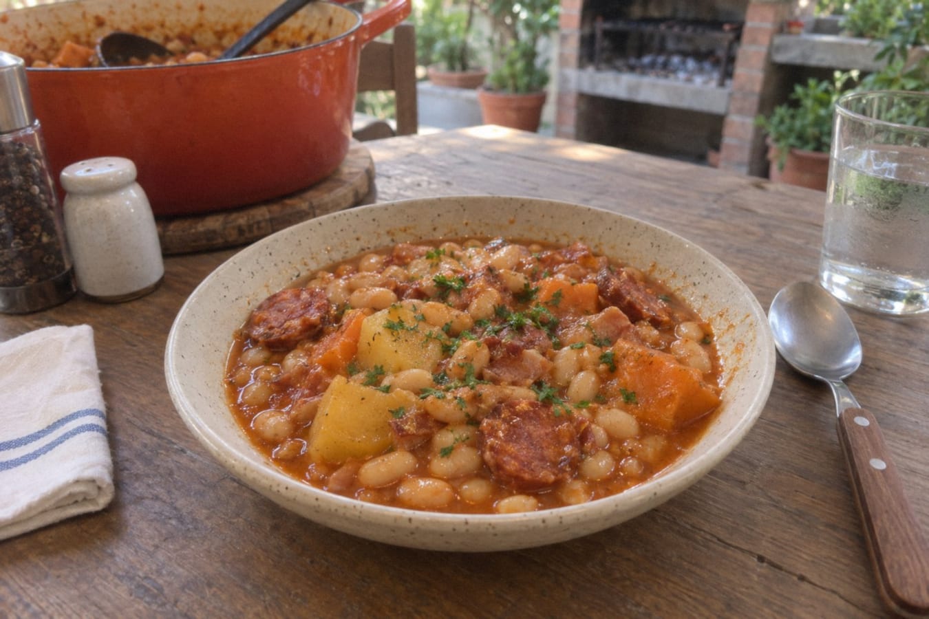 Guiso de porotos – bönstuvning med chorizo och pumpa