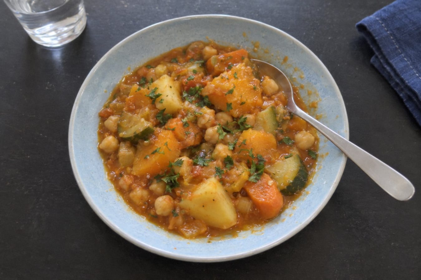 Vegetable stew with pumpkin and chickpeas