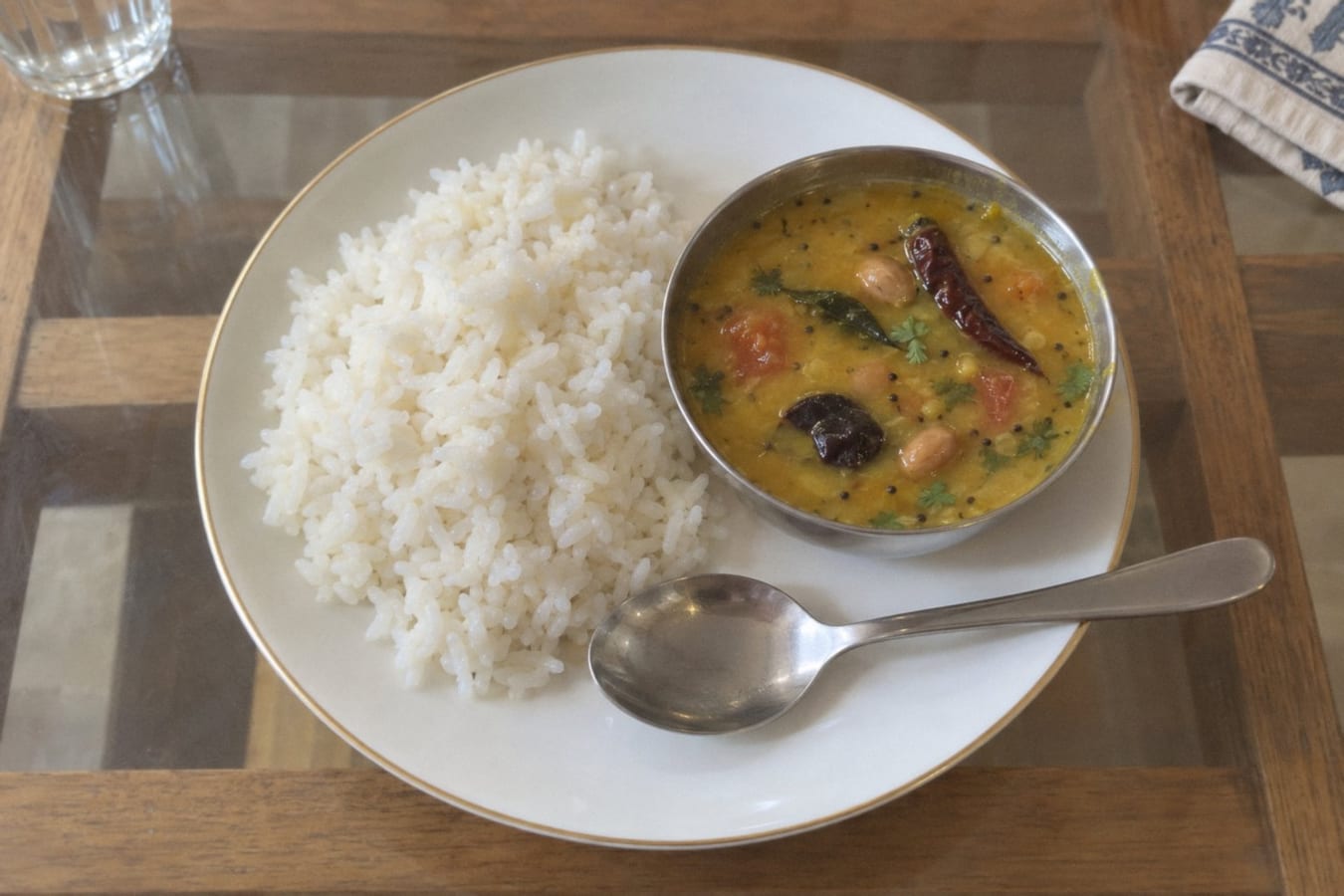 Gujarati dal with steamed rice