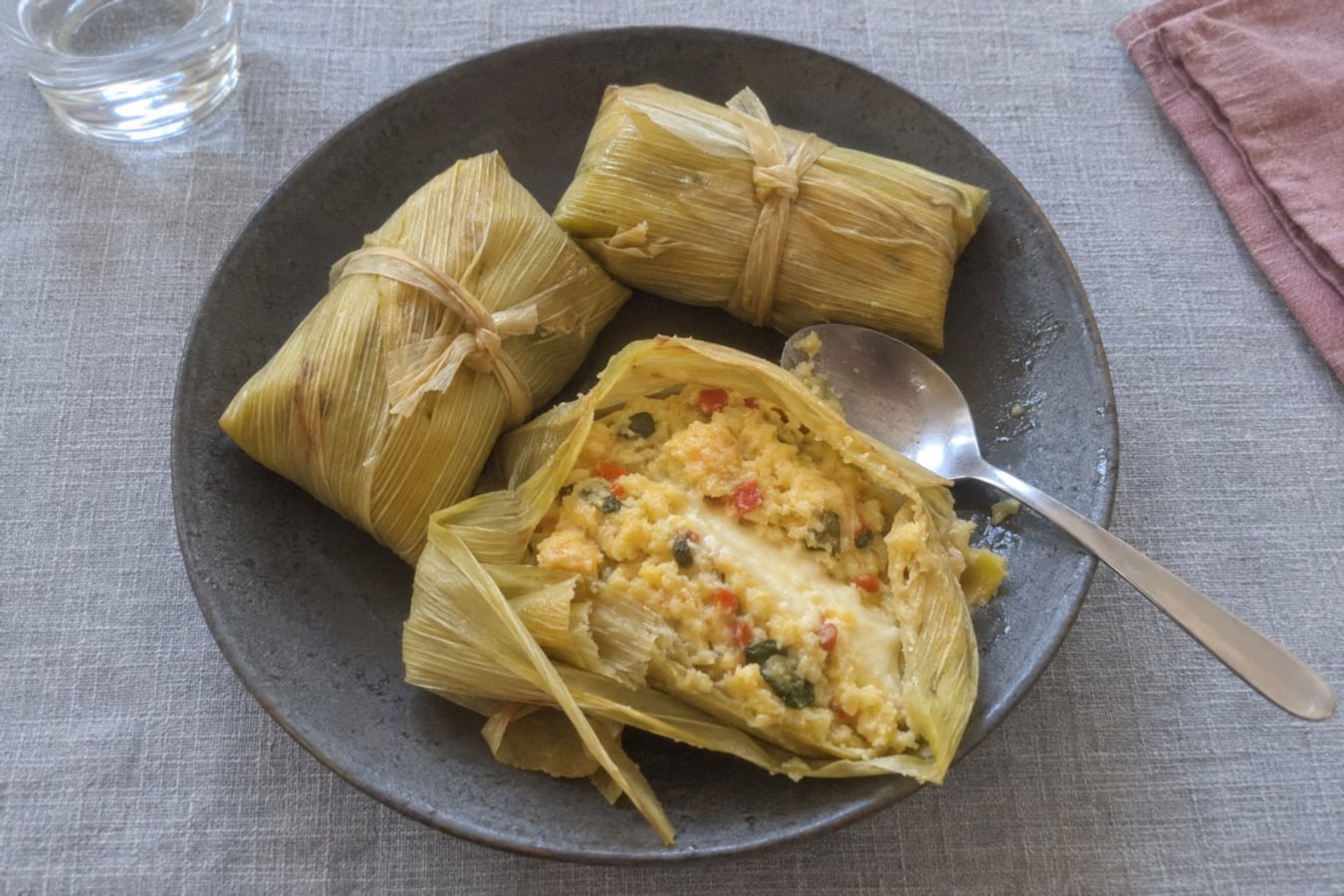 Humitas – creamed corn cooked in corn husks