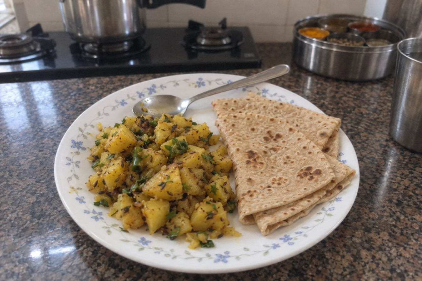 Jeera aloo with roti
