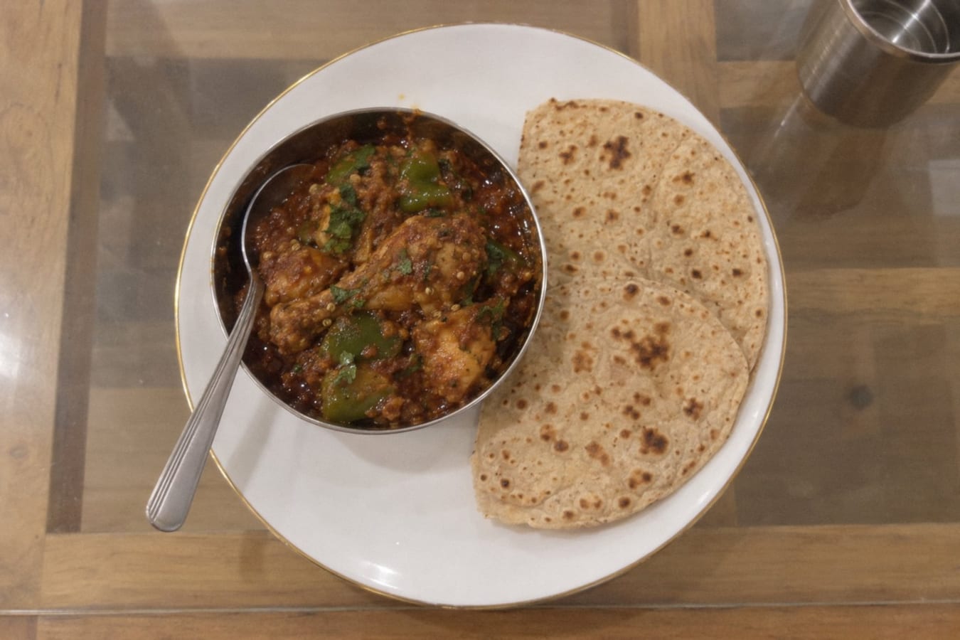 Kadai chicken with roti