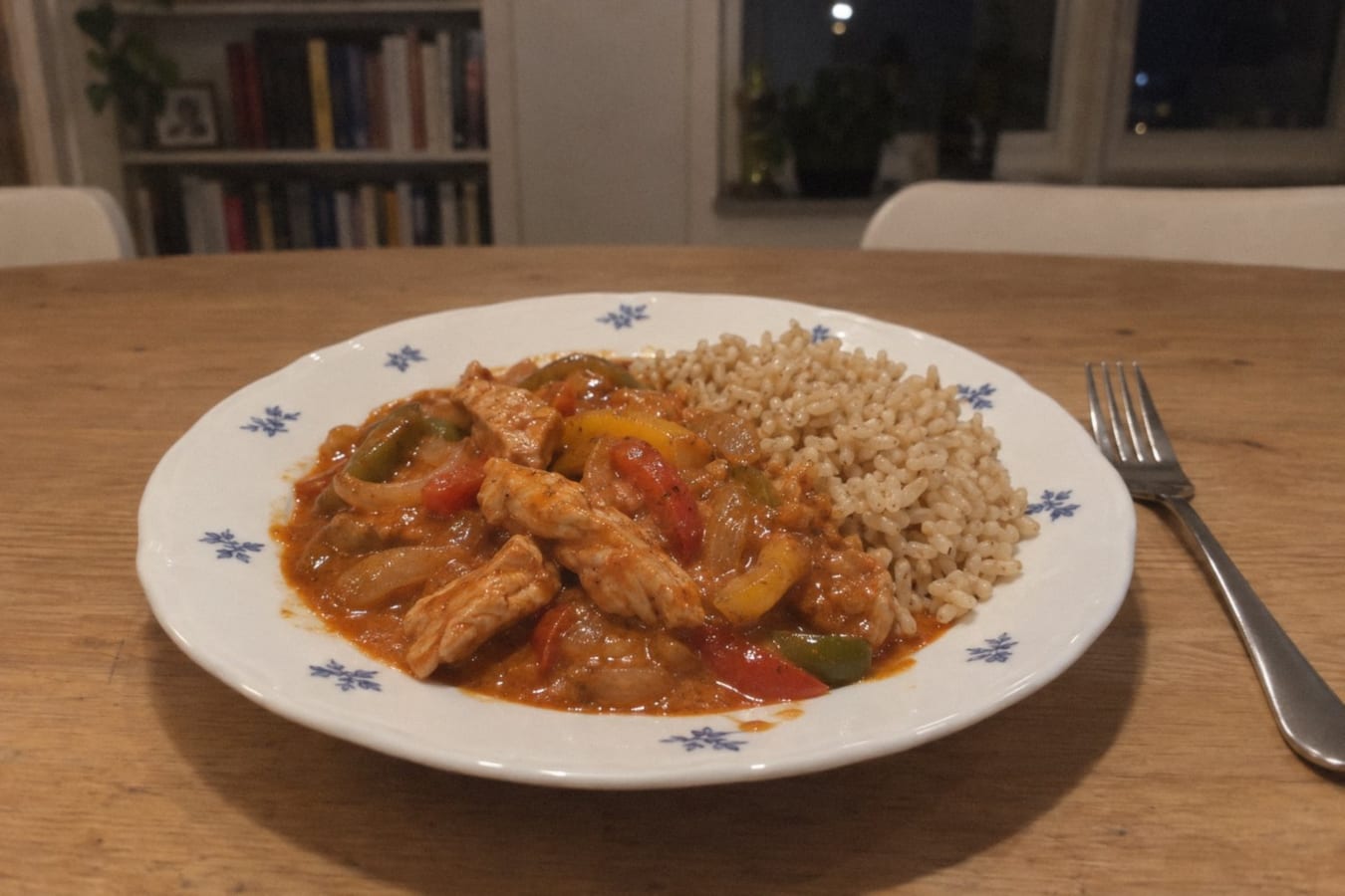 Snabb kalkongryta med paprika och ris