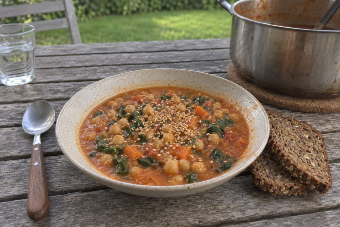 Chickpea soup with tomato and cumin