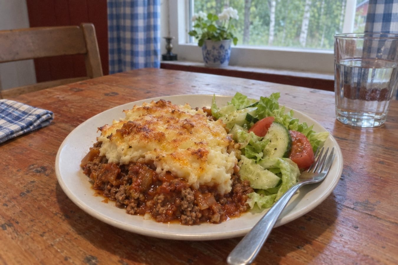 Gratinado de carne molida con puré de papas