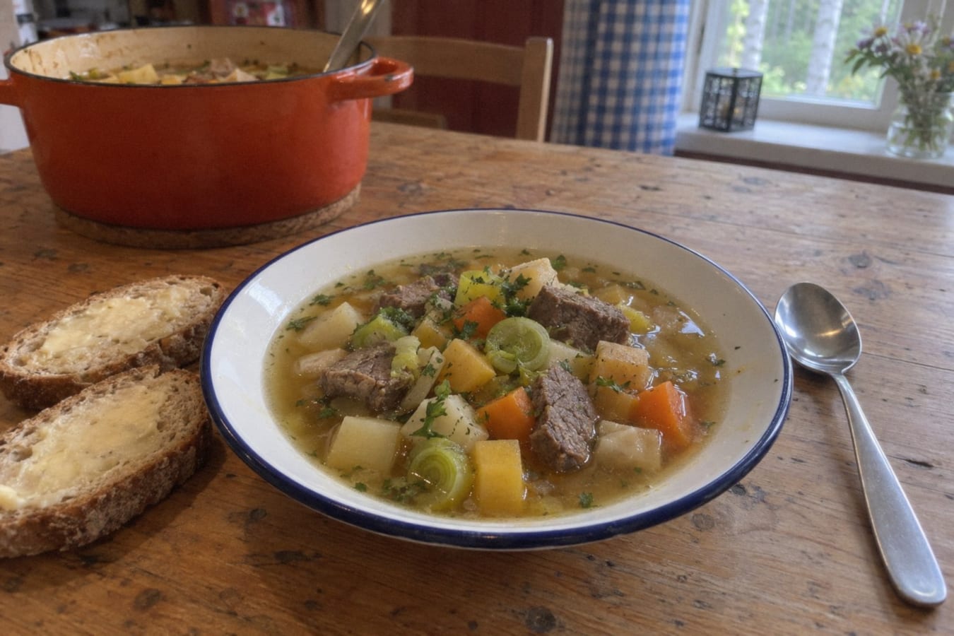 Sopa de carne con verduras de raíz (köttsoppa)