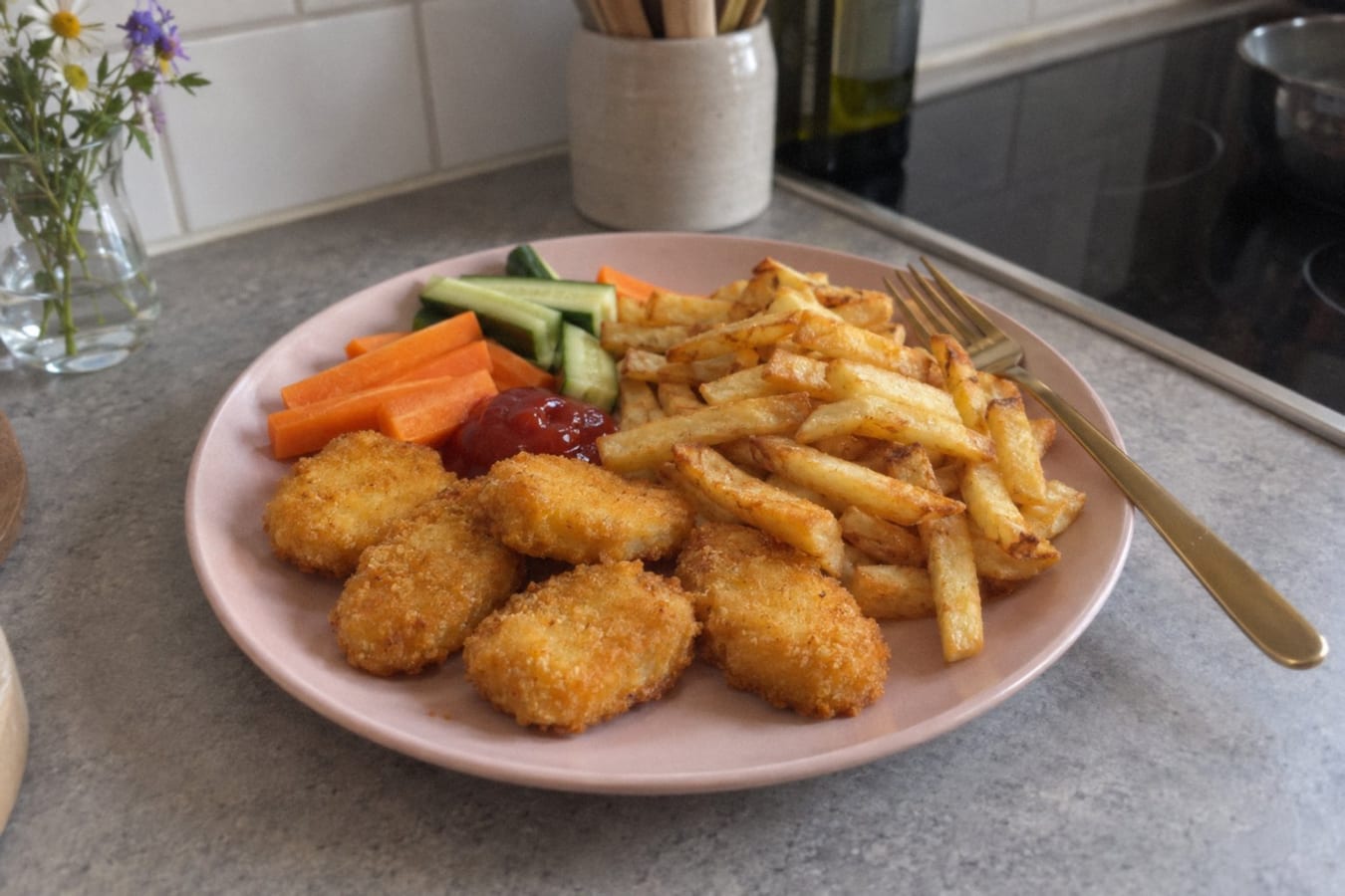Kycklingnuggets med pommes frites