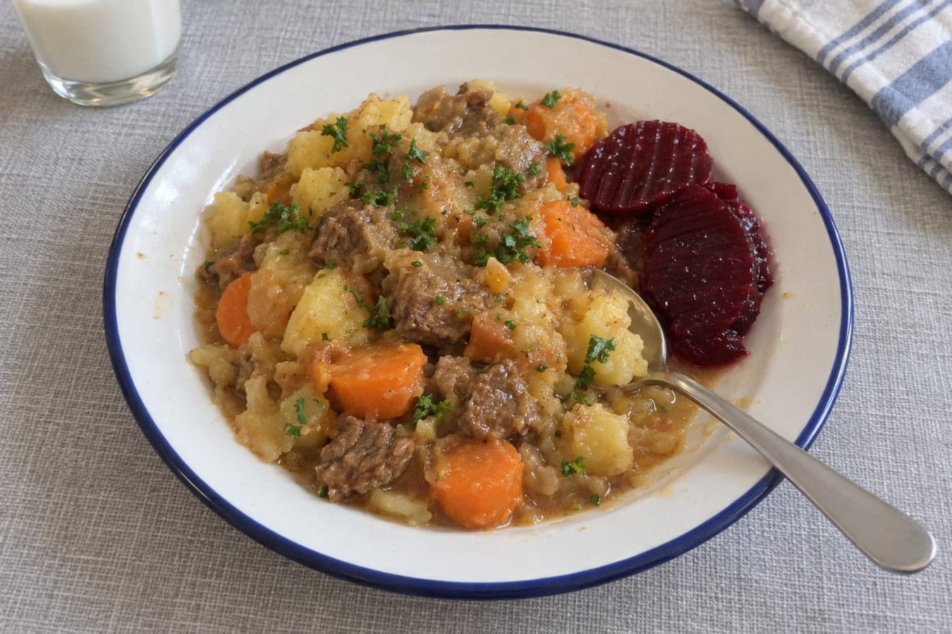 Lapskojs (guiso sueco de carne y papas con remolacha)