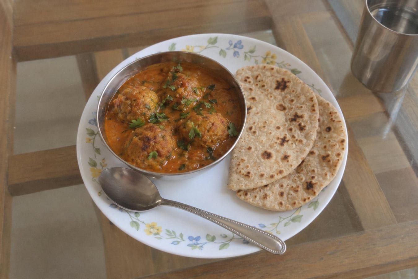 Lauki kofta with roti