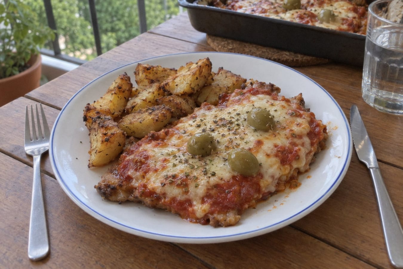 Matambre av gris ”a la pizza” med ugnspotatis