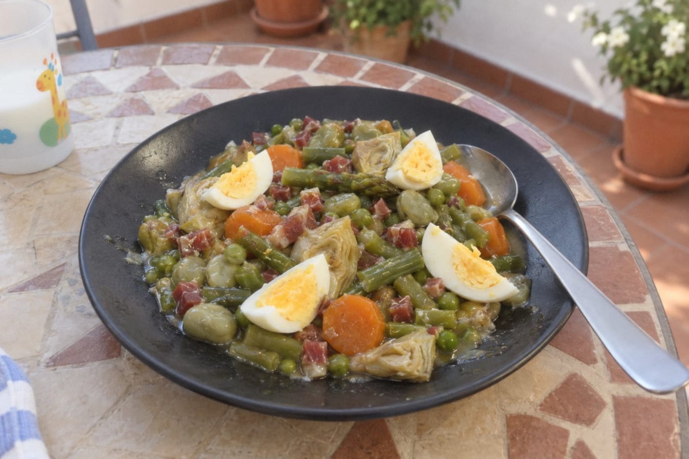 Menestra de verduras con jamón