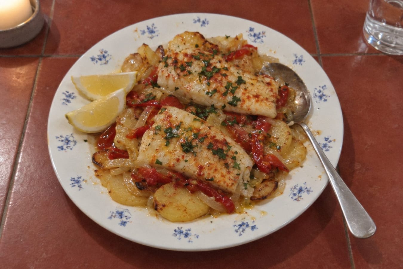 Merluza al horno con papas