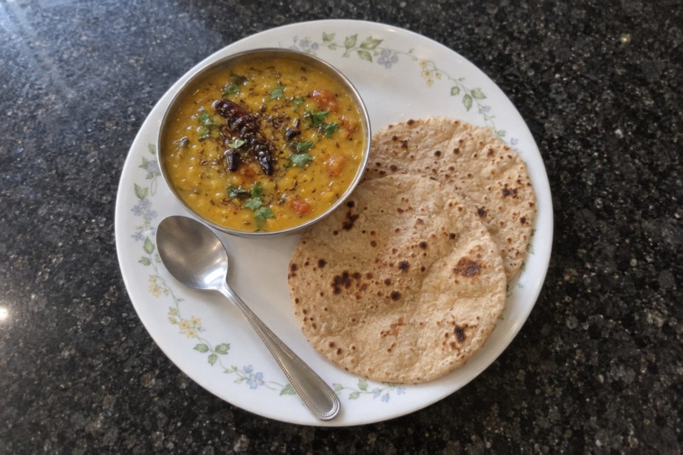 Panchmel dal with roti