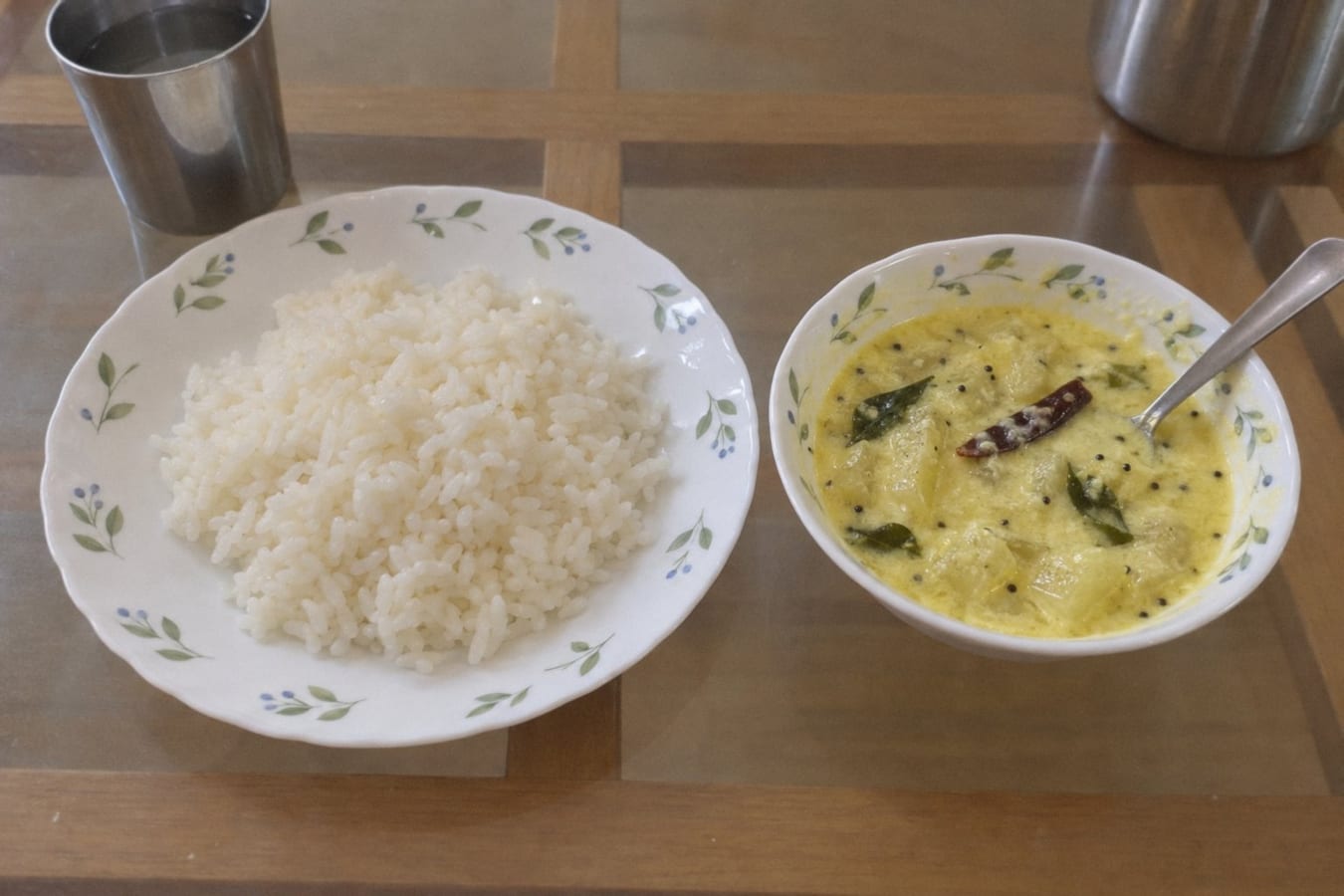 Mor kuzhambu with steamed rice
