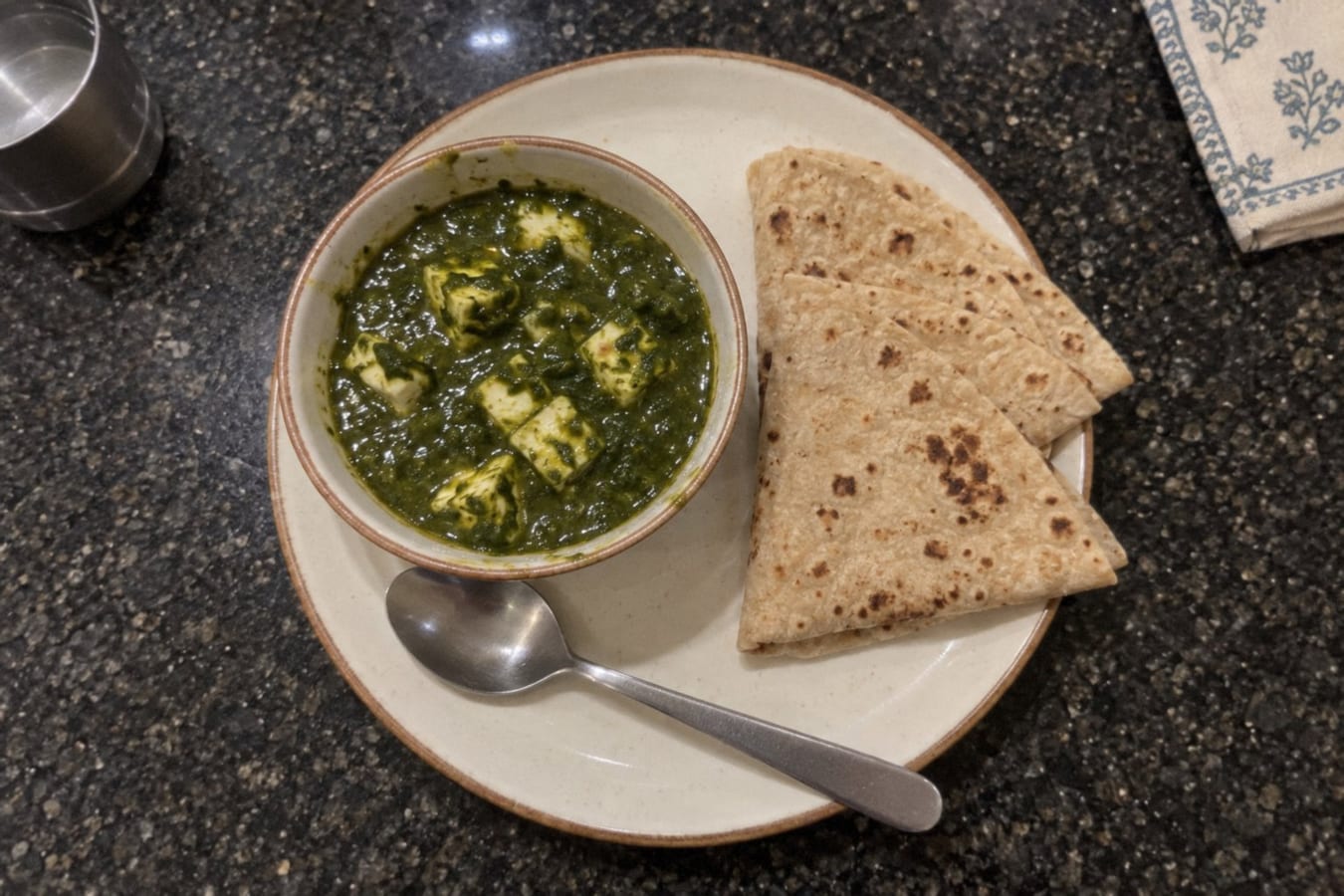 Palak paneer with roti