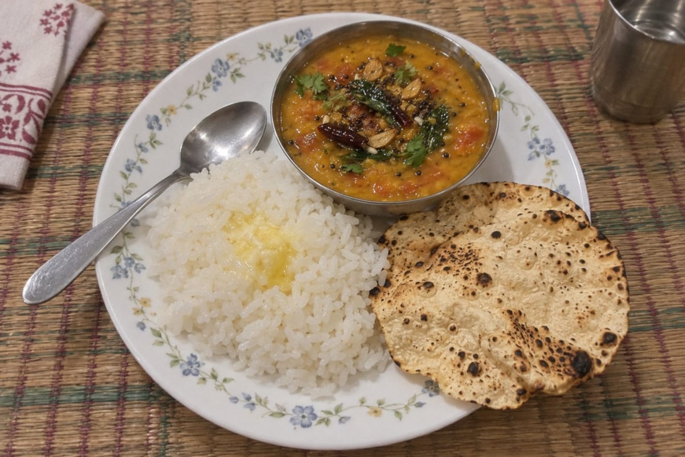 Tomato pappu with rice