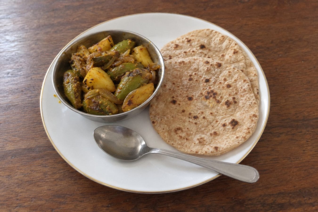 Aloo parwal sabzi with roti
