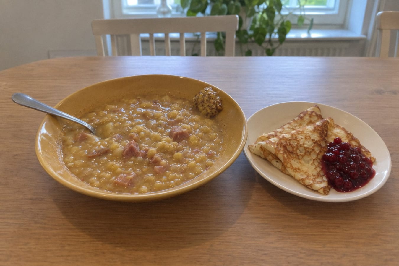 Ärtsoppa med pannkakor