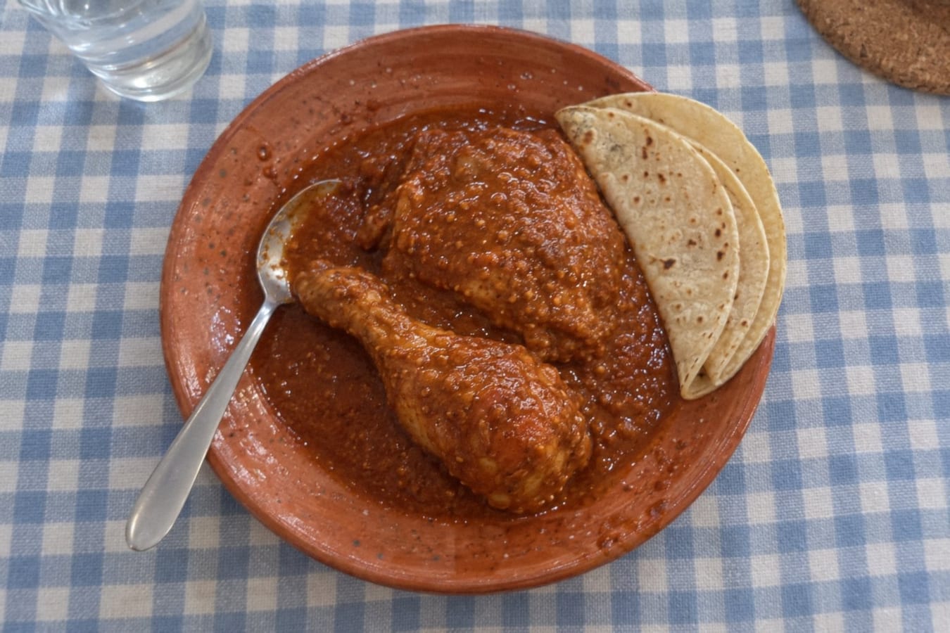 Pipián rojo – chicken in red pumpkin-seed and chilli sauce